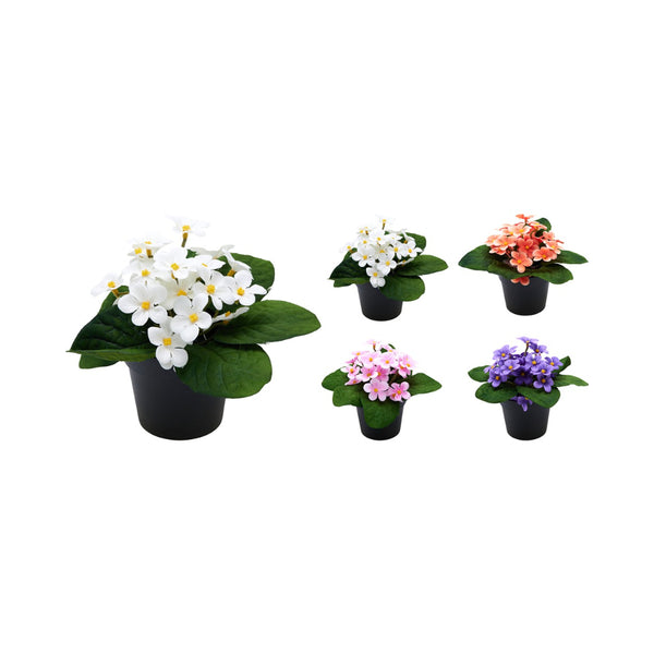 Home Decor Artificial Potted Violet Plant | 20 x 15cm, Assorted Colours