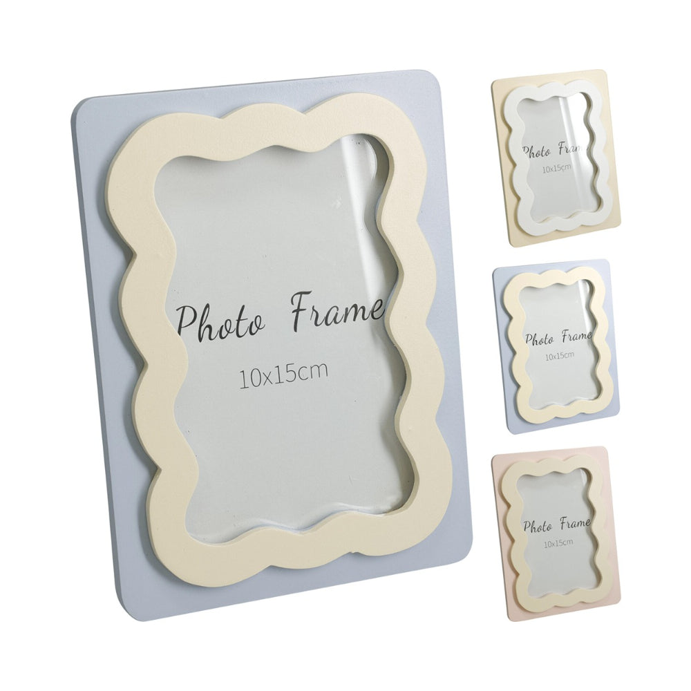 Home Decor Pastel Scalloped MDF Photo Frame | 13 x 18cm, Assorted Colours