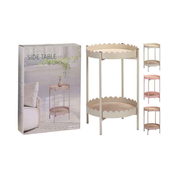 Home Decor Two-Tier Scalloped Edge Tray Side Table | 45.5 cm, Assorted Colours