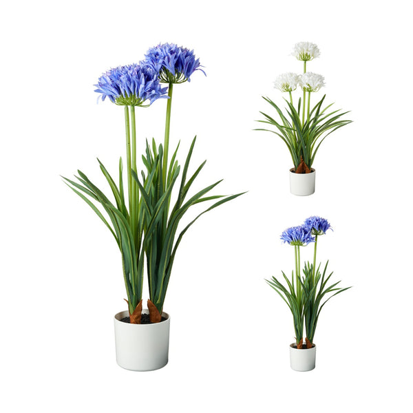 Home Decor Faux Potted Flower Plant | 80cm Tall, Assorted Colours, White Pot