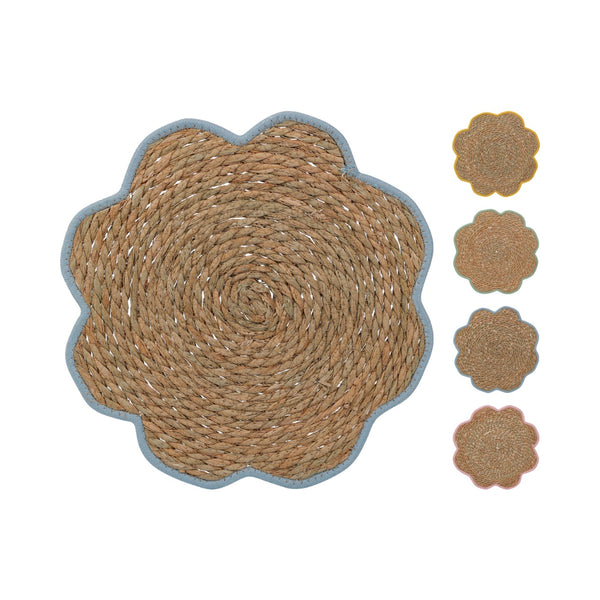 Flower-Shaped Woven Placemat | 37cm Diameter, Large Size, Round