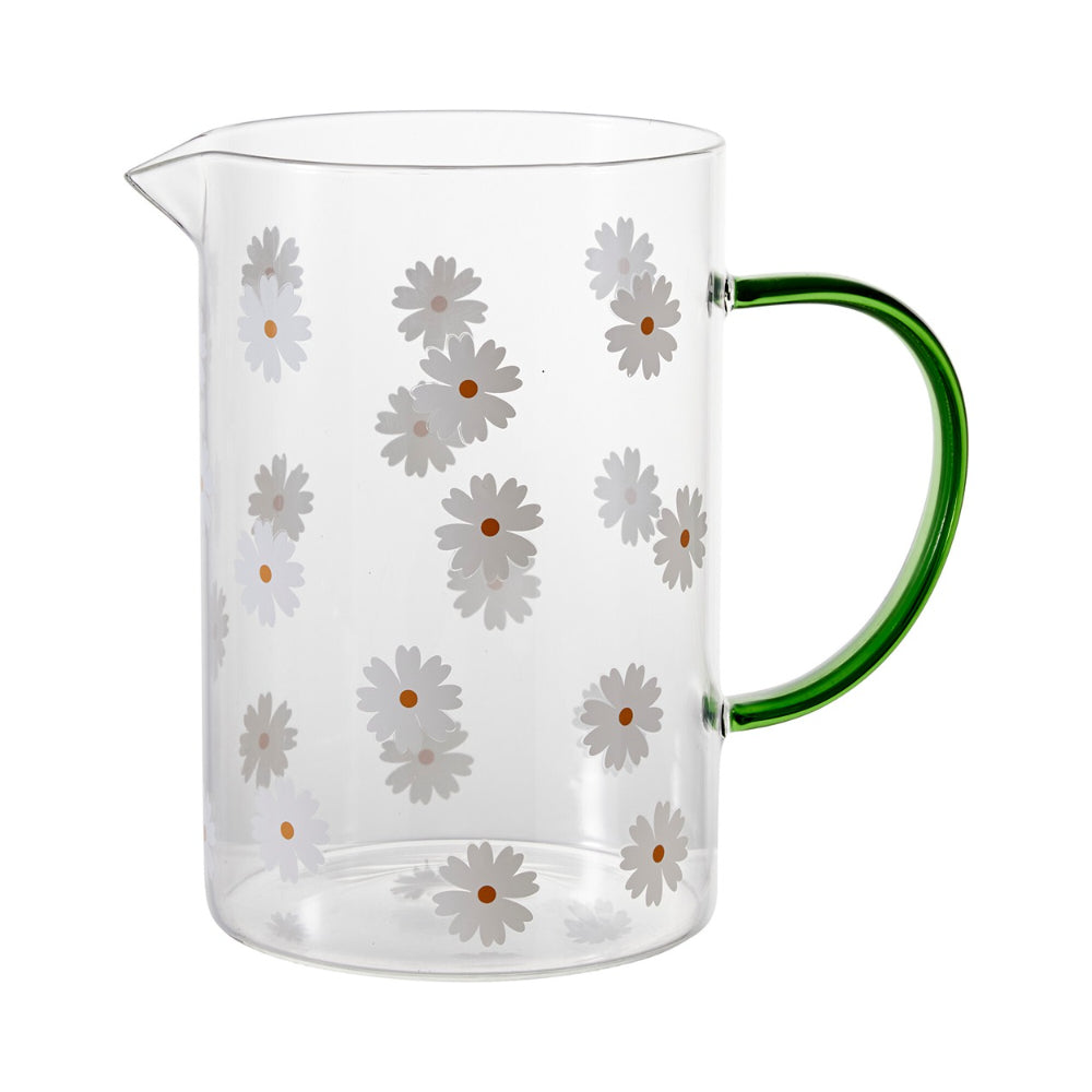 Pitcher with Handle Serving Jug | Flower Pattern, Decorative
