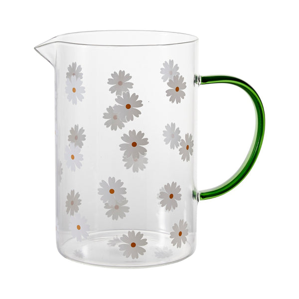 Pitcher with Handle Serving Jug | Flower Pattern, Decorative