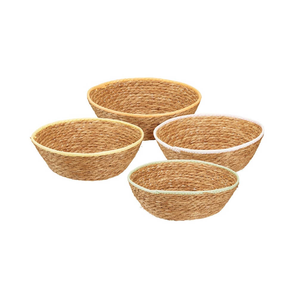 Home Decor Seagrass Storage Basket Bowl | 31 x 9cm, Assorted Rim Colours