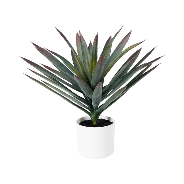 Home Decor Sisal Plant Potted Plant | 50cm, White Planter, Spiky Leaves
