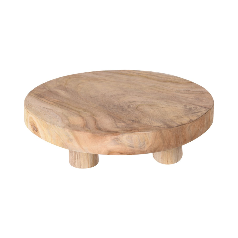 Home Decor Teak Raised Display Stand on Legs | Round, D30 x H7cm