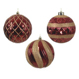 Red and Gold Patterned Baubles - Set of 3