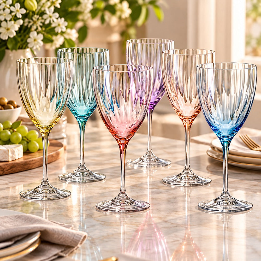 Bohemia Wine Glass Set 500ml | Colourful Crystal Glassware Set