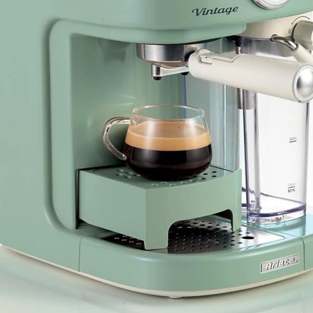Ariete Vintage Green Espresso Coffee Machine | Pressure Gauge, Milk Frother