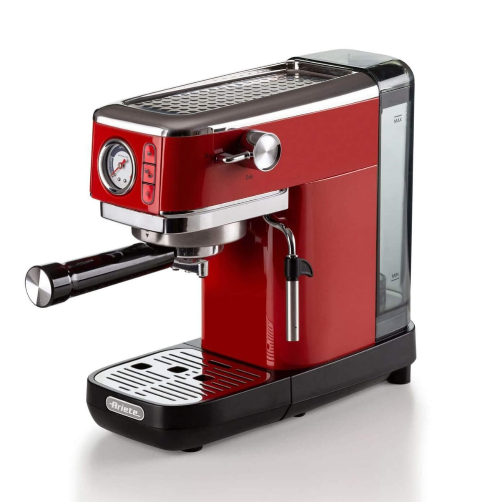 Ariete Retro Red Espresso Coffee Machine | Pressure Gauge, Steam Wand
