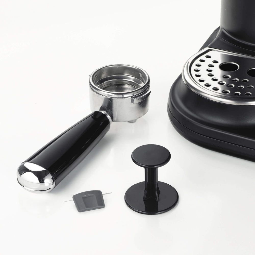 Ariete Black Espresso Coffee Maker with Built-In Grinder | Bean Hopper