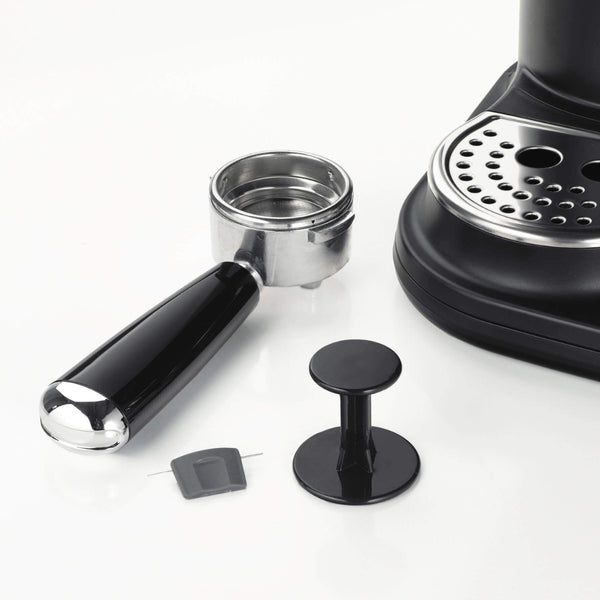 Ariete Black Espresso Coffee Maker with Built-In Grinder | Bean Hopper