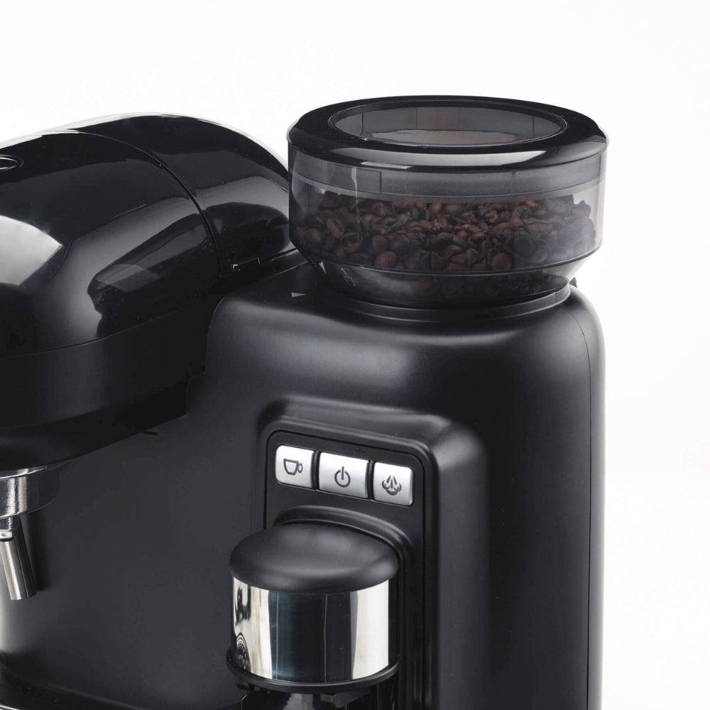 Ariete Black Espresso Coffee Maker with Built-In Grinder | Bean Hopper
