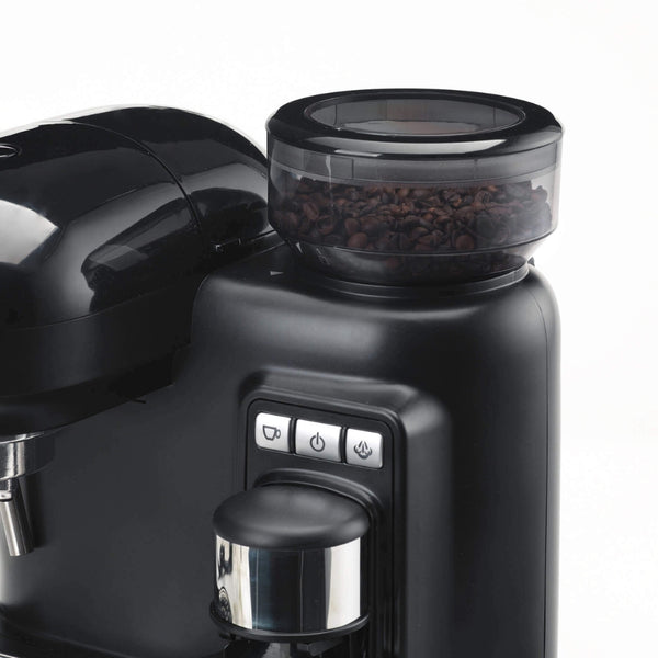 Ariete Black Espresso Coffee Maker with Built-In Grinder | Bean Hopper