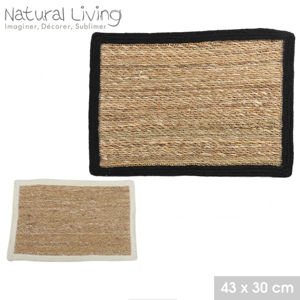 Rectangular Jute Placemat | Natural Fibre with Black Border 45x30cm