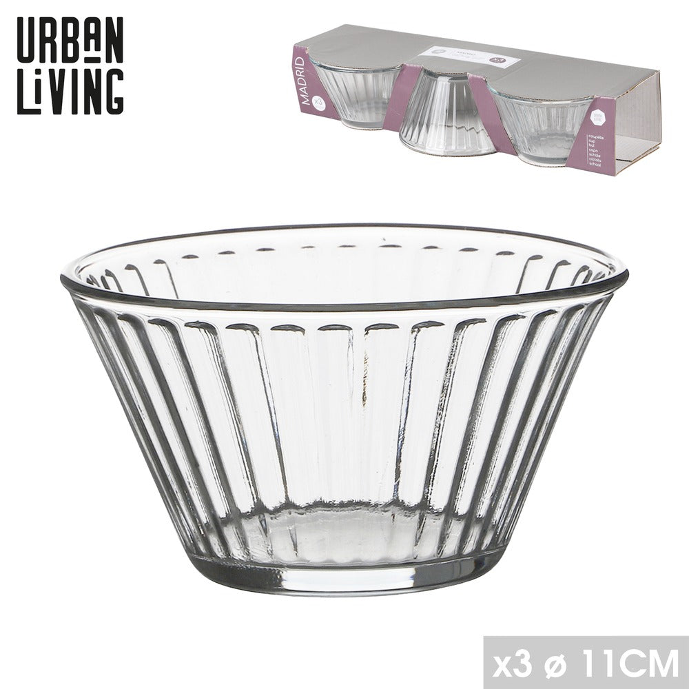 Madrid Glass Bowl 11cm | Set of 3 Clear Glass Bowls