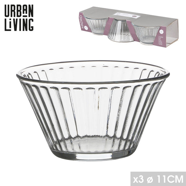 Madrid Glass Bowl 11cm | Set of 3 Clear Glass Bowls
