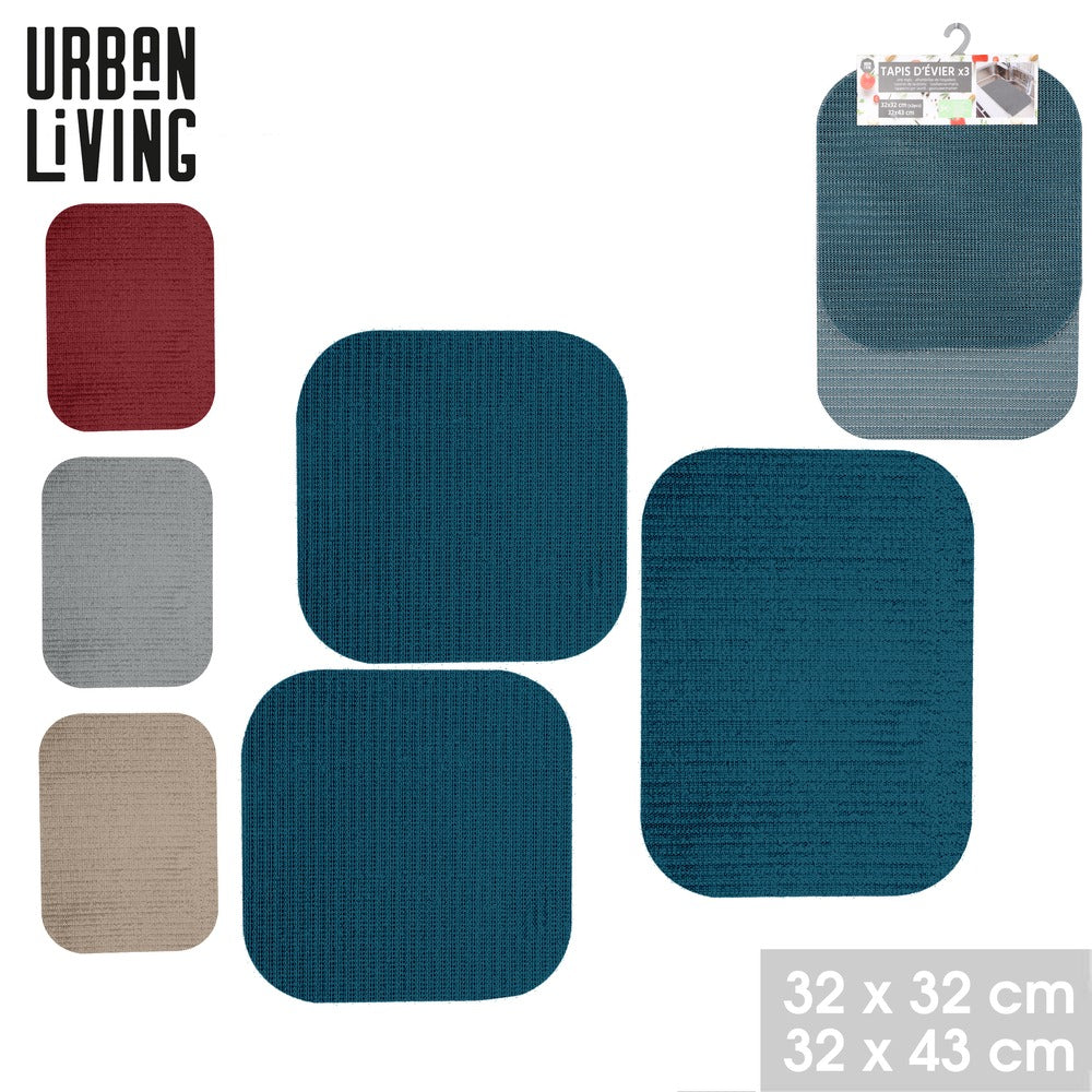 Sink Mat Set Assorted Colours | 3 Pack for Kitchen Use