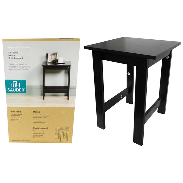 Sauder Wooden Black Side Table | Cinnamon Cherry 