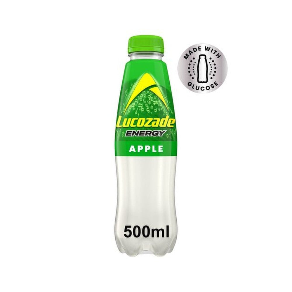 Lucozade Apple Flavour Energy Drink | 500ml, Glucose-Based, Resealable Cap