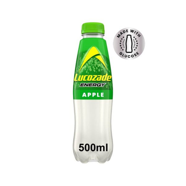 Lucozade Apple Flavour Energy Drink | 500ml, Glucose-Based, Resealable Cap
