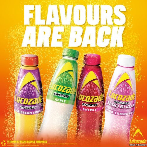 Lucozade Apple Flavour Energy Drink | 500ml, Glucose-Based, Resealable Cap