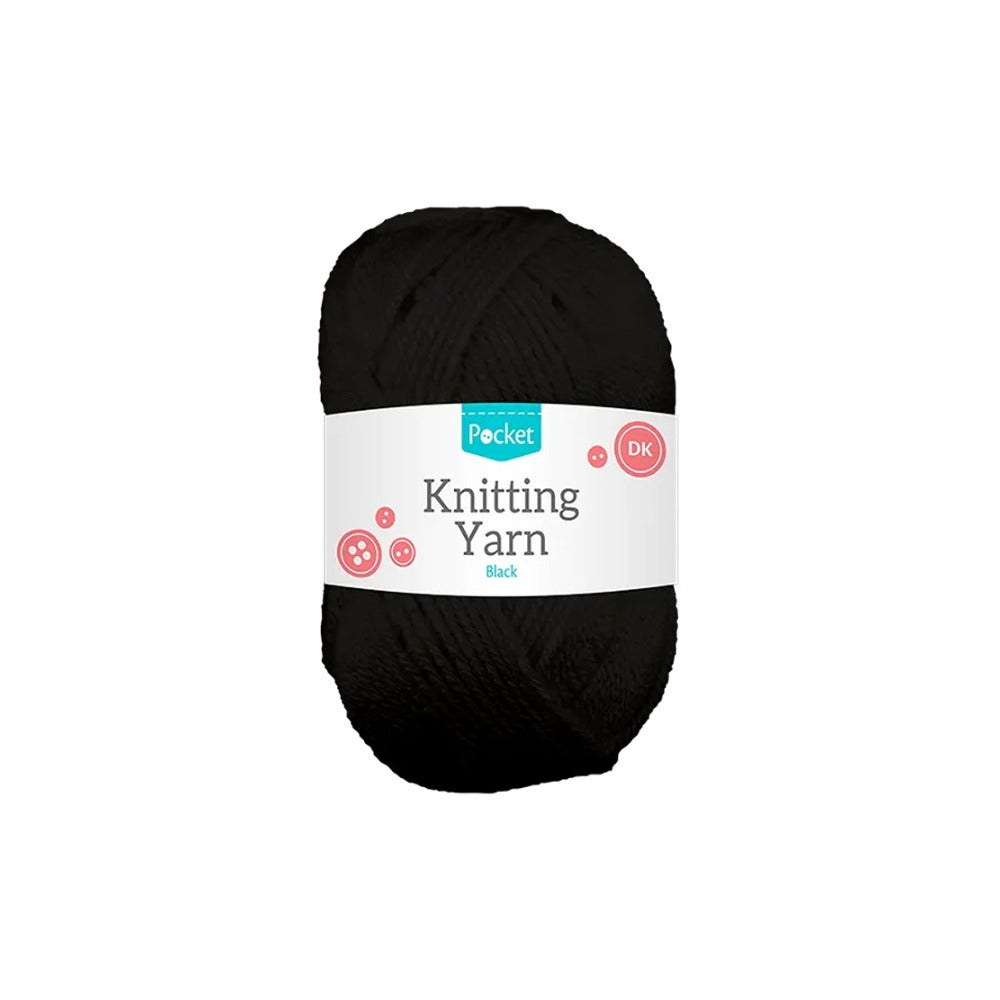 Black Acrylic Knitting Yarn | DK Weight, 75g, Pocket-Size Ball