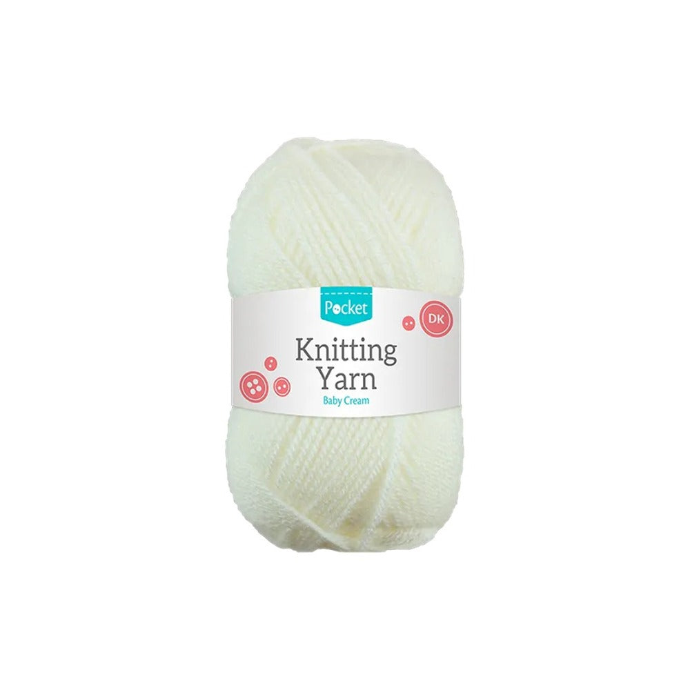 Acrylic DK Knitting Yarn Skein | Baby Cream, 75g, Smooth, Soft-Feel