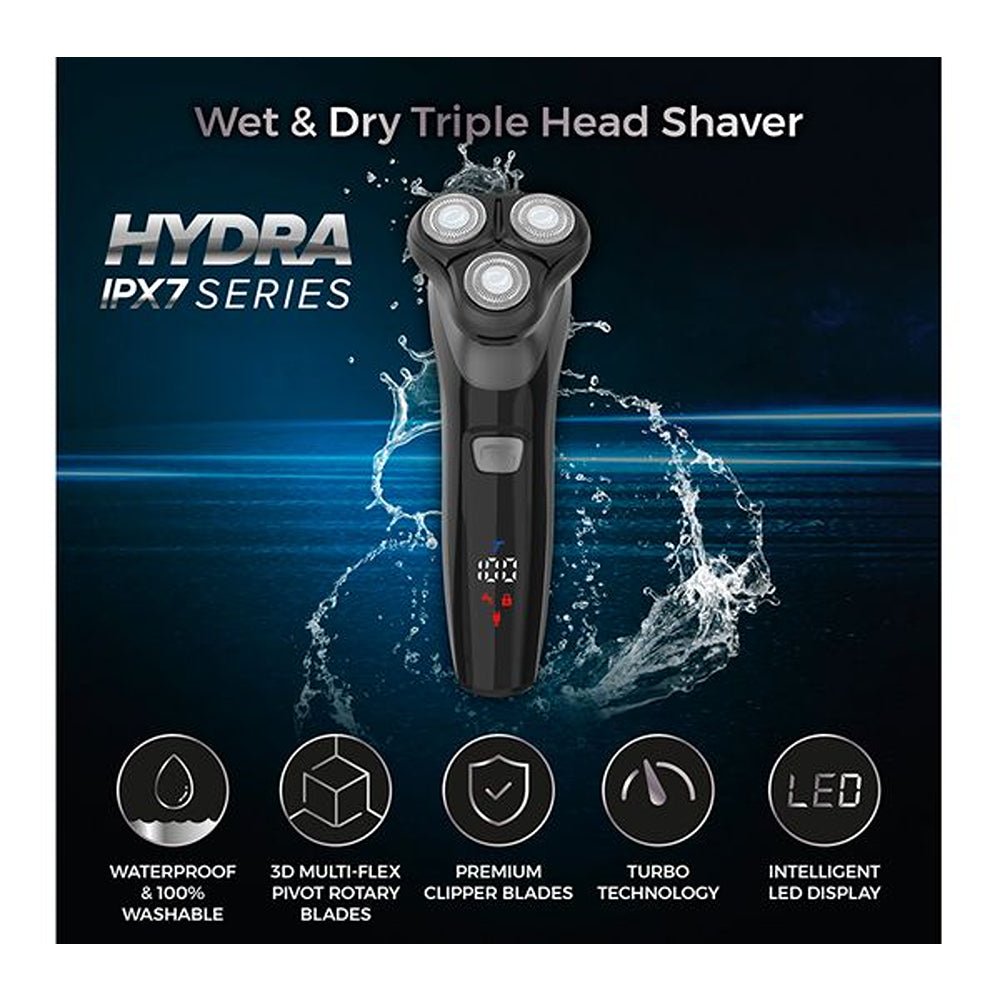 Carmen Professional IPX7 Rotary Electric Shaver | Triple Head, LED Display