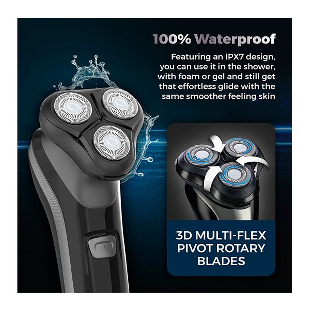 Carmen Professional IPX7 Rotary Electric Shaver | Triple Head, LED Display