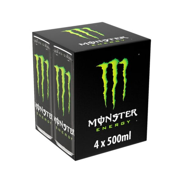 Monster Energy Original Energy Drink | 500ml Cans, Pack of 4, Total 2L