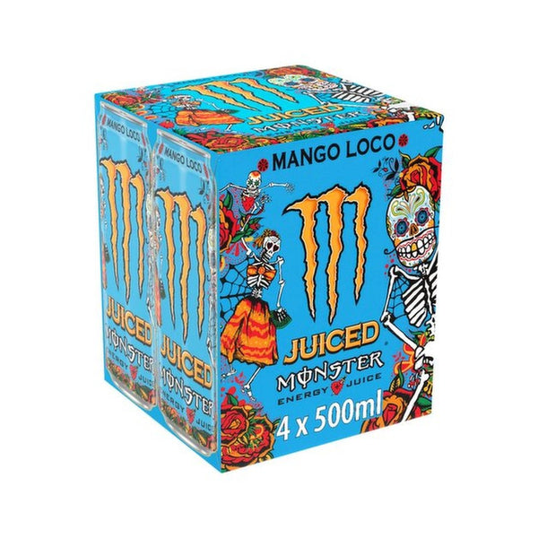 Monster Energy Mango Loco Juiced Energy Drink Cans | 500ml, Pack of 4, 2L Total