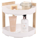 Bathroom Solutions 2 Tier Bathroom Storage Rack | White, Bamboo, 24 x 24 x 27cm