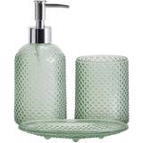 Glass Hobnail Bathroom Accessory Set | 3 Pieces, Assorted Colours