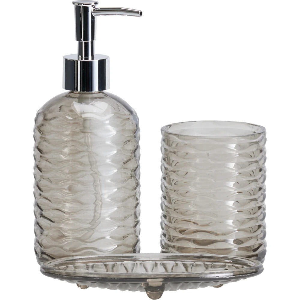 Glass Hobnail Bathroom Accessory Set | 3 Pieces, Assorted Colours
