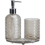 Glass Hobnail Bathroom Accessory Set | 3 Pieces, Assorted Colours