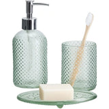 Glass Hobnail Bathroom Accessory Set | 3 Pieces, Assorted Colours