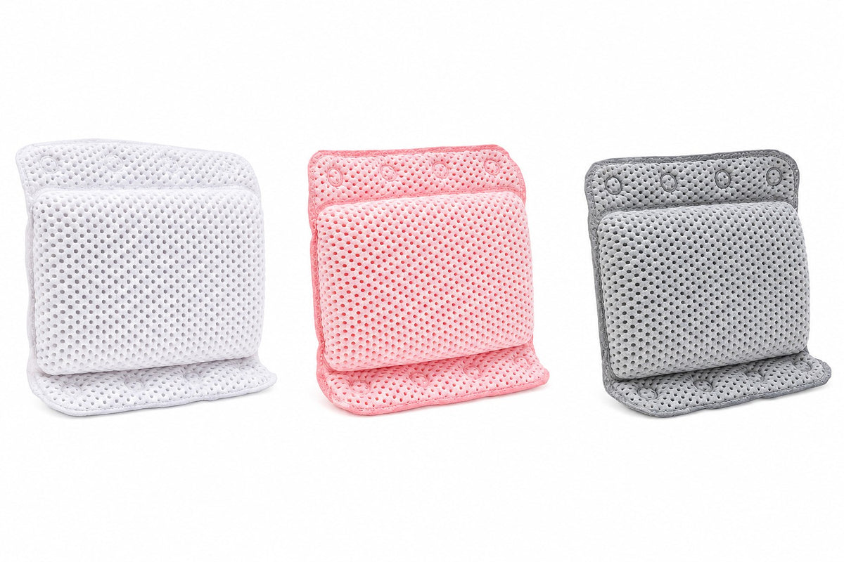 Cushioned Bathtub Pillow with Suction Cups | 4 Assorted Colours, 29 x 30 x 5.5cm