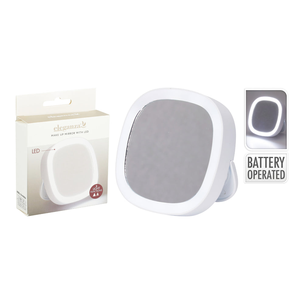 Eleganza LED Make-Up Mirror | Battery Operated, 2 Light Functions