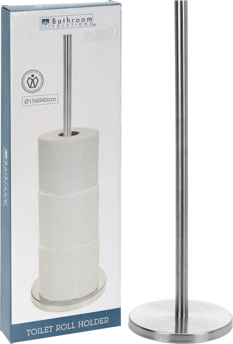 Freestanding Stainless Steel Toilet Roll Holder | Chrome, Ø15 x H45 cm
