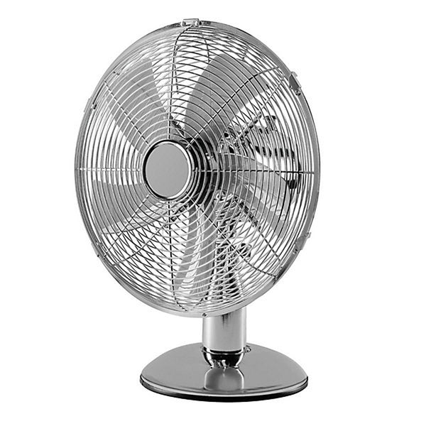 Daewoo 12 Inch Chrome Metal Desk Fan | Adjustable Tilt Head, Safety Grille