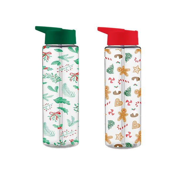 Christmas Festive Flip-Top Water Bottle | 750ml, Leakproof, Assorted Designs
