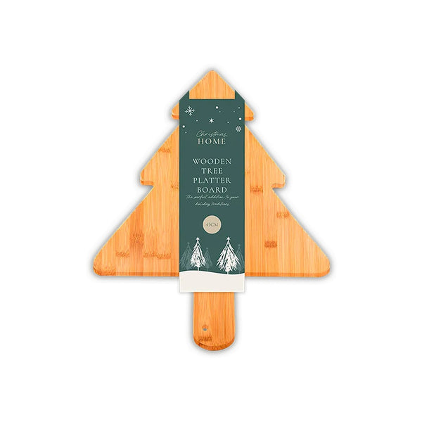 Christmas Wooden Tree Platter Board Serving Board | 45 cm, Tree-Shaped, Handle
