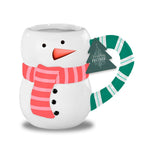 Christmas Snowman Ceramic Mug Festive | Candy-Cane Handle, Assorted Designs