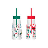 Christmas Kids Milk Tumbler with Straw | Assorted Designs, Red or Green Lid
