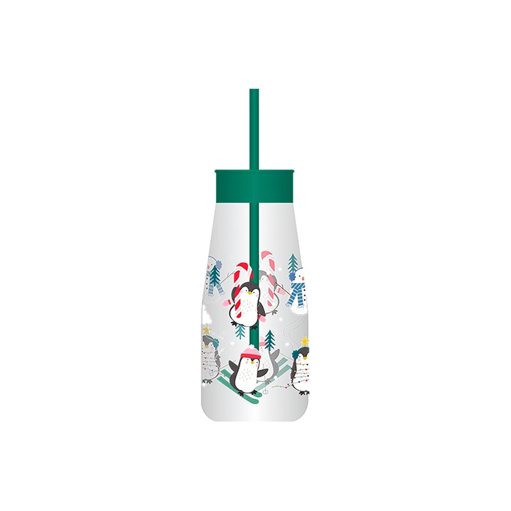 Christmas Kids Milk Tumbler with Straw | Assorted Designs, Red or Green Lid
