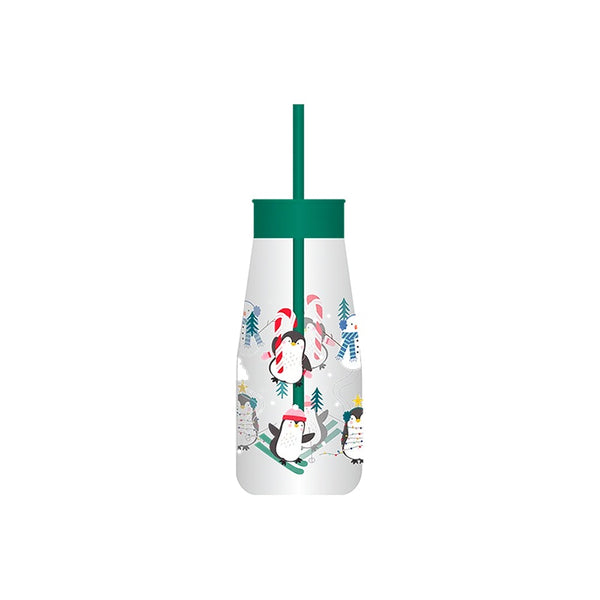 Christmas Kids Milk Tumbler with Straw | Assorted Designs, Red or Green Lid