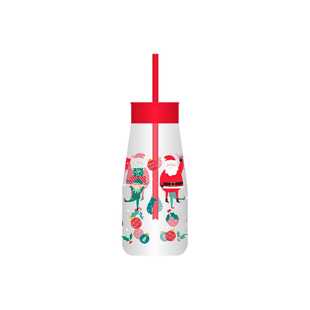 Christmas Kids Milk Tumbler with Straw | Assorted Designs, Red or Green Lid