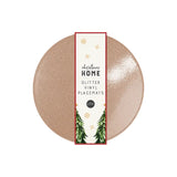 Christmas Glitter Vinyl Round Placemats | 32cm, Pack of 2, Wipe-Clean