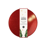 Christmas Glitter Vinyl Round Placemats | 32cm, Pack of 2, Wipe-Clean